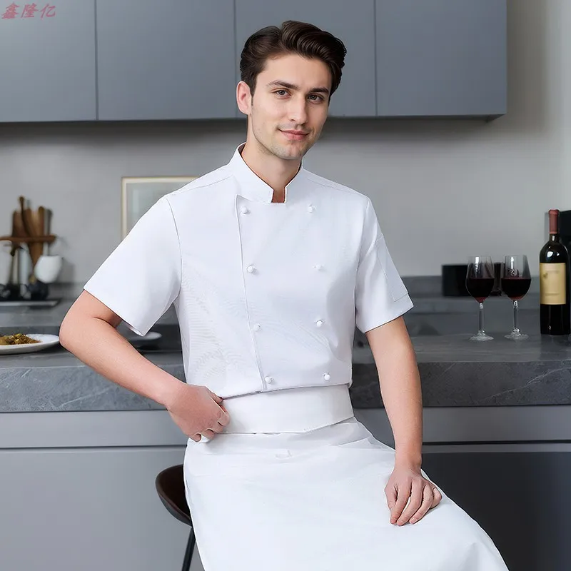 Giacca da cuoco estiva a doppia fila in rete sottile e traspirante Hotel Ristorante Cucina Abbigliamento da lavoro Baker Steakhouse Manica corta