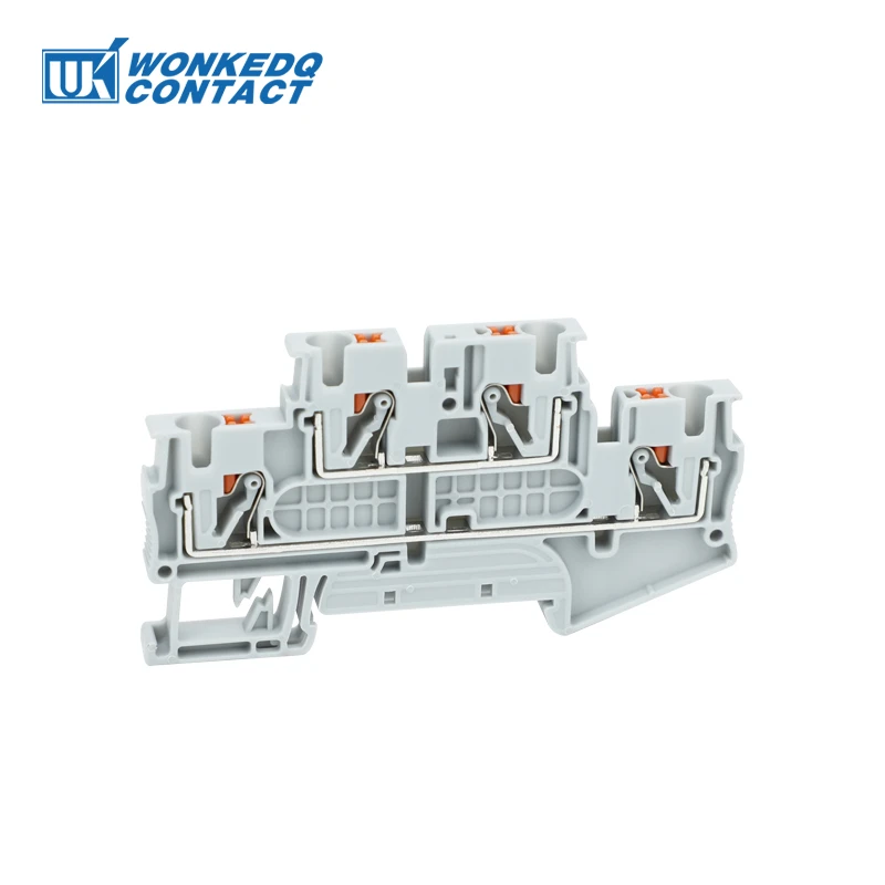 PTTB 4 Din Rail Terminal Block 4mm² 2 Level Push-in Cable Wire Connector Electrical Double Layer PTTB4