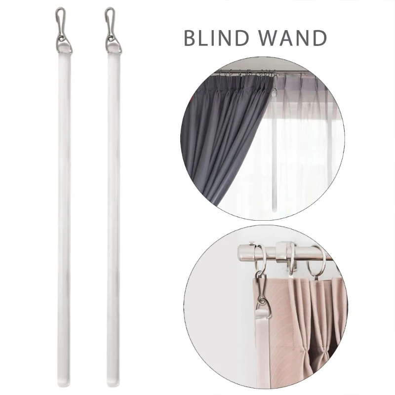 2Pcs Curtain Replacement Pull Wand 17Inch Clear Curtain Opening Stick with Hook Window Drapery Pull Wand Accessories