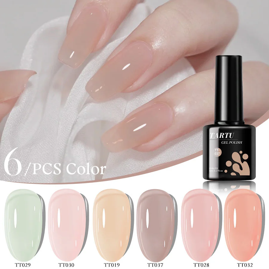 طقم طلاء أظافر جل جيلي جليتر 6 ألوان باللون الفضي والذهبي والأخضر والأبيض والأحمر والأزرق والأرجواني. مقاومة للرطوبة، للأشعة فوق البنفسجية/LED