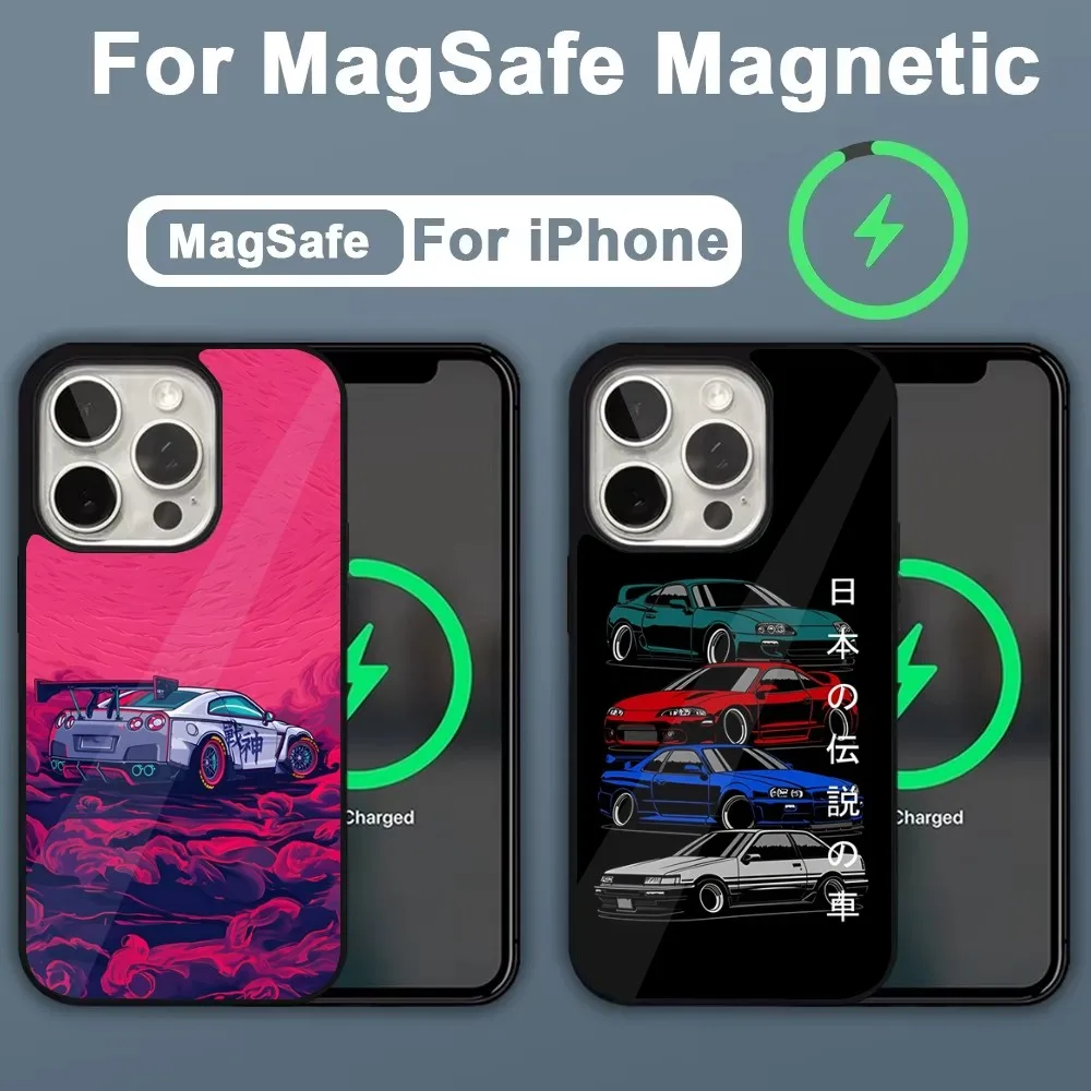 JDM Tokyo Drift Sports Car Phone Case For iPhone 16,15,14,13,12,11,Plus,Pro,Max,Mini Magsafe Magnetic Wireless Charging