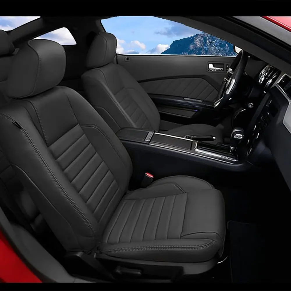 

Чехлы для автомобильных сидений из искусственной кожи для Ford Mustang Convertible Coupe 2005-2009, передний ряд, 2 места, черные