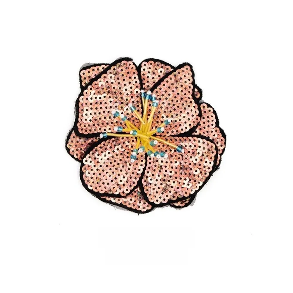 Handmade Beads Flower Applique Colorful Sequins Single Layer Sew On Patch DIY Large Size Repair Hole Applique