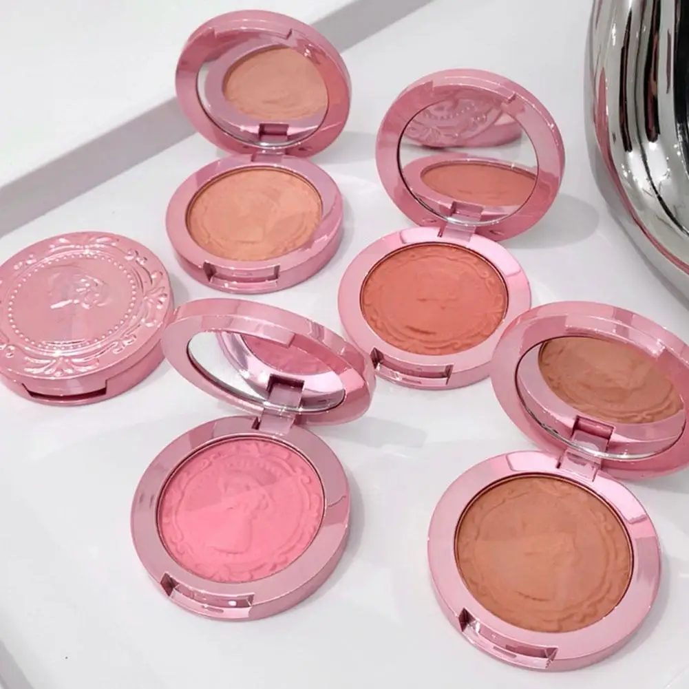 3d em relevo menina blush imprensa em pó nu natural blush paleta verificar contorno blush maquiagem rosto rouge marrom fosco ora j1e4