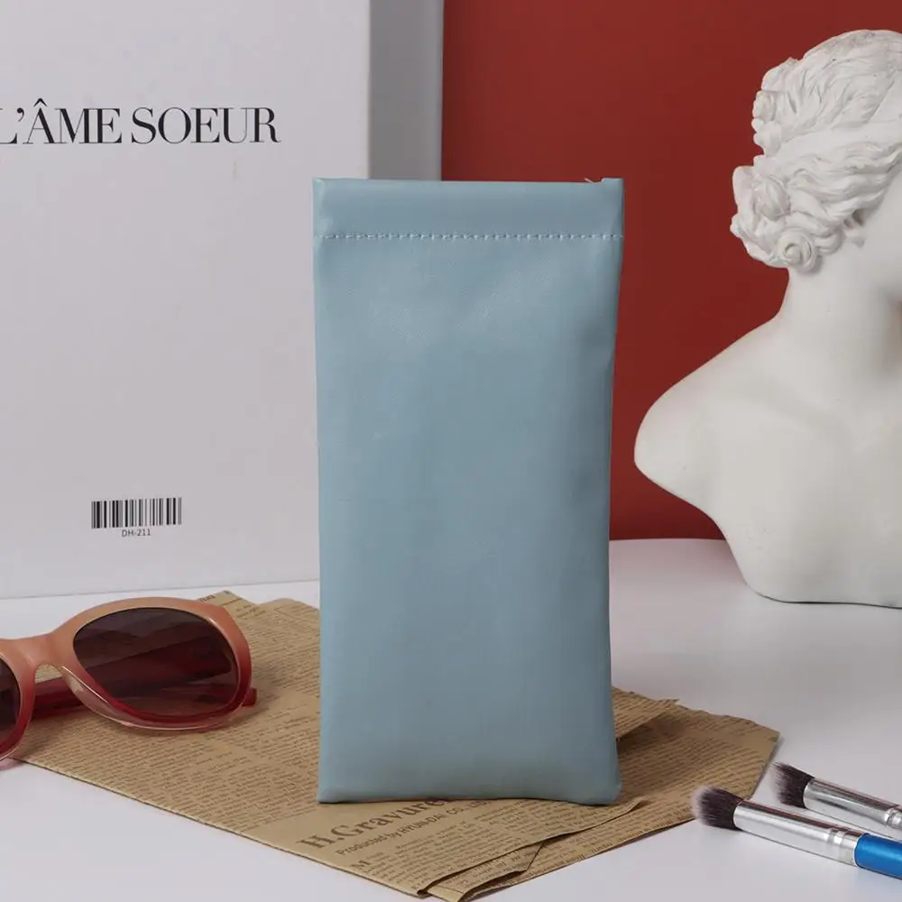 New PU Sun Glasses Pouch Simple Solid Eyewear Storage Bags Soft Leather Eyewear Accessories Waterproof Bag Case