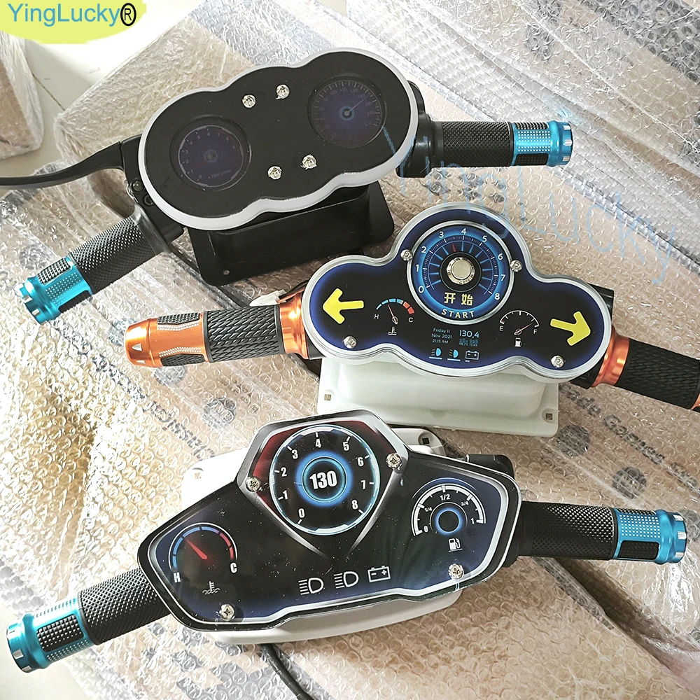 Racing Video Game Machine Super Motorcycle Steering Wheel LED Handlebar with GaugesDIY Kit for Arcade Children's Simulation