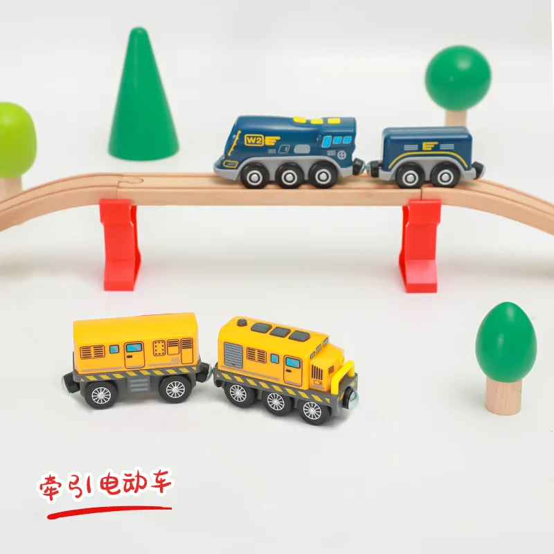 Battery operated Kids electric train Gift Box diecast magnetic locomotive slot toy for wooden train rail track toys kids gifts