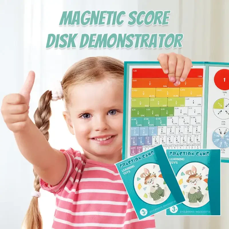 Magnetic Score Disk Demonstrator Children Magnetic Fraction Learning Math Toys  Wooden Fraction Book Set AidsArithmetic Learning