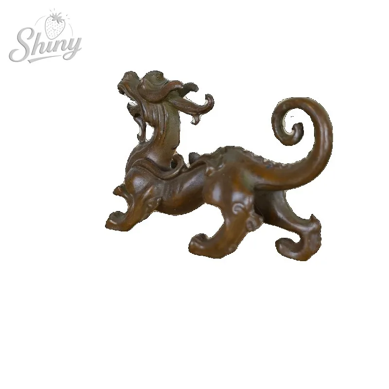 Antique Solid Copper Mythical Beast Paperweight Stationery Study Desk Ornament
