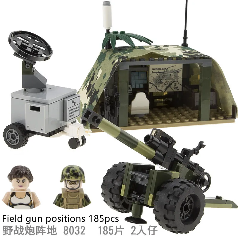 MOC-bloques de construcción de pistola de aterrizaje de Normandía, accesorios de figura de arma militar, modelo de vehículo tanque, juguetes creativos ensamblados para niños