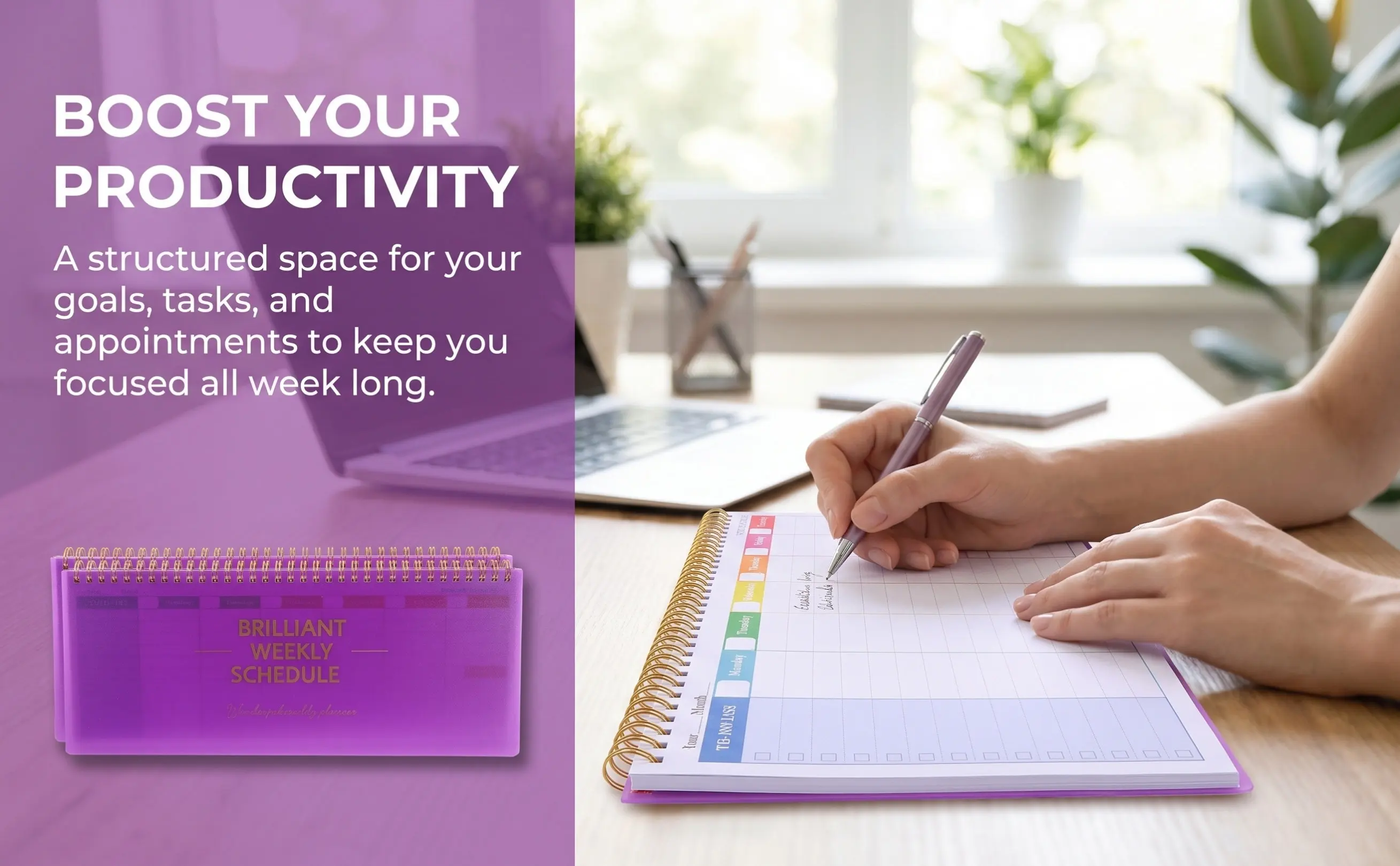 English Undated Weekly Horizontal Layout Smooth Paper Tear Off Notepad for Work Office School Schedule Planning Task