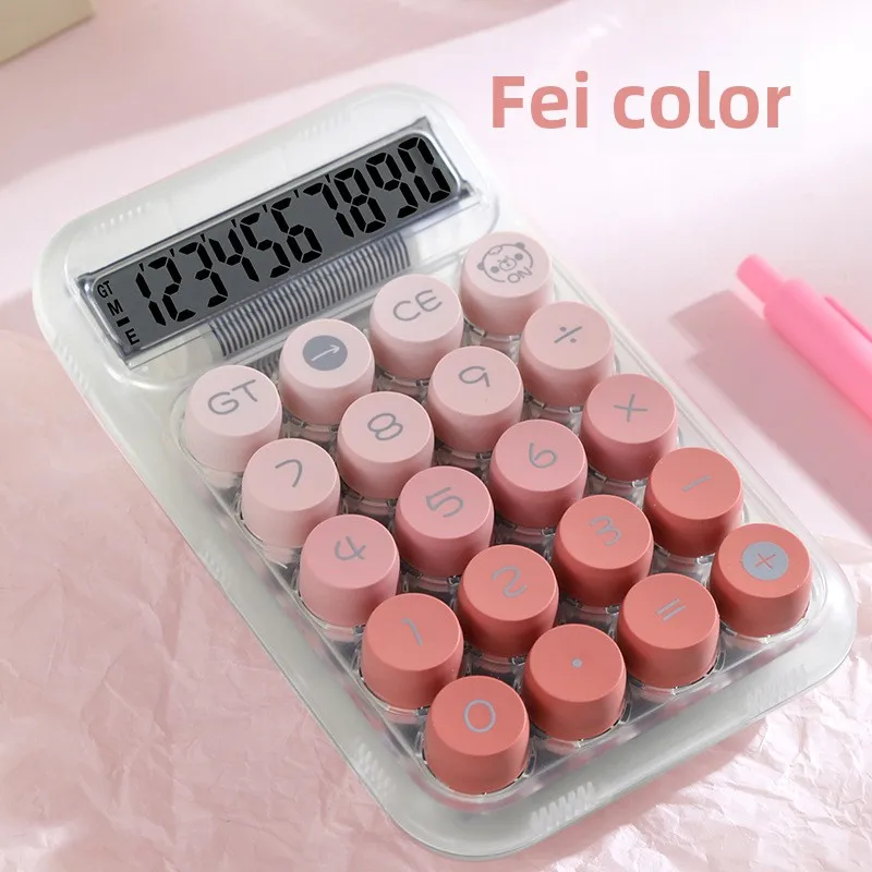 Transparent Gradient Large-Key Calculator with Large Screen, Electronic 10-Digit Display, Specifically for Students