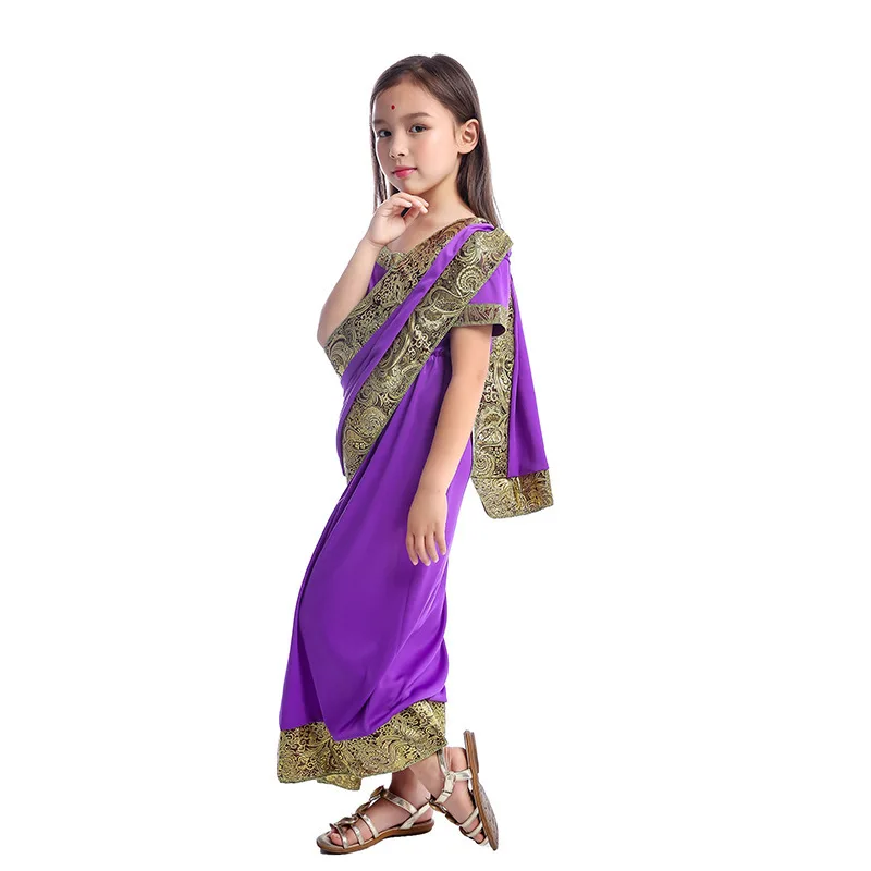 Glamorous National Indian Girls Dress-up Children Nativity Bollywood Princess Ethnic Fancy Dress Sari Costume