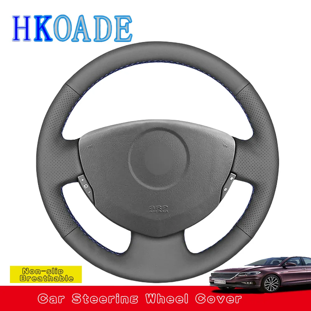 

DIY Customized Microfiber Leather Steering Wheel Cover For Renault Clio 2 Twingo 2 Dacia Sandero 2005 Auto Interior Accessories