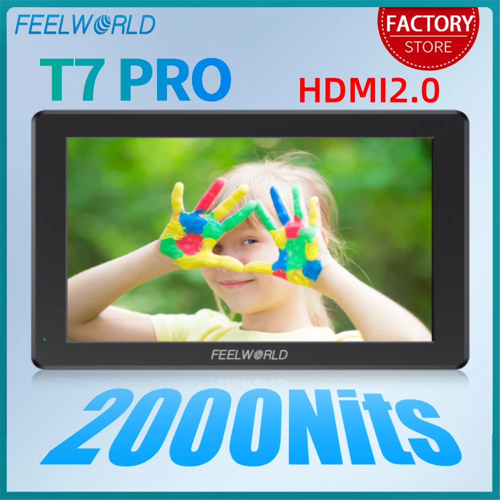 FEELWORLD T7 PRO 7 Inch 2000nit Field Camera Monitor 4K HDMI 60Hz Input Output Aluminium Housing 1920x1200 Waveform 3D LUT HDR