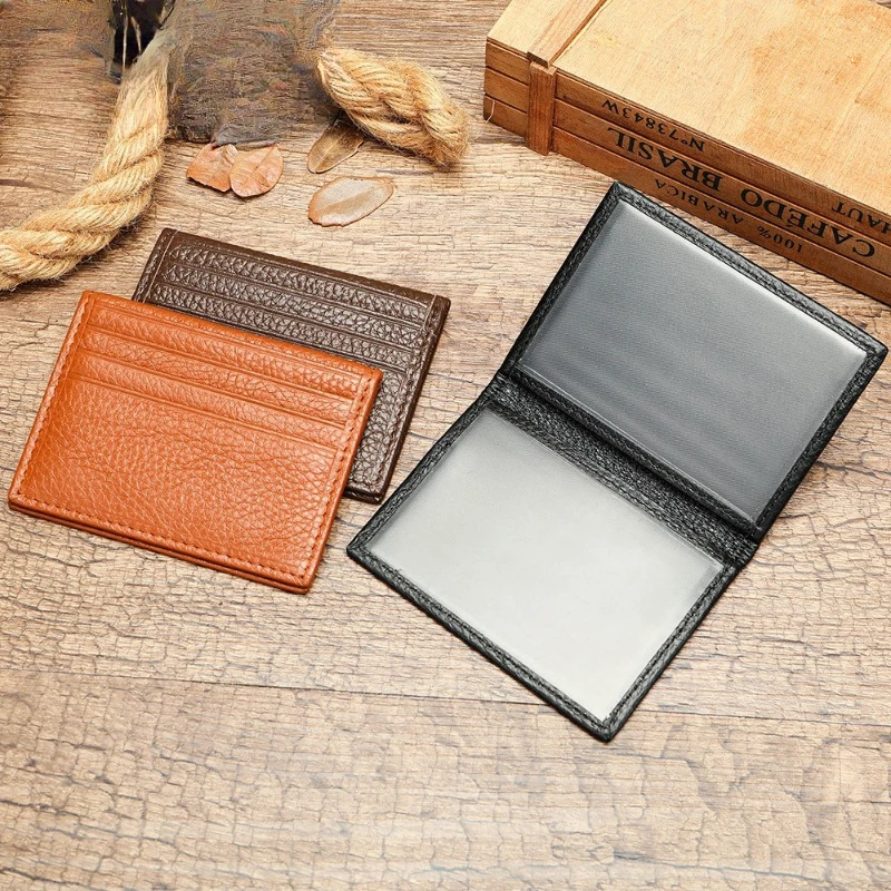 Premium Niche Style Genuine Leather Card Holder Portable ID Wallet for Men and Women Simple Fashion Wholesale Card Case
