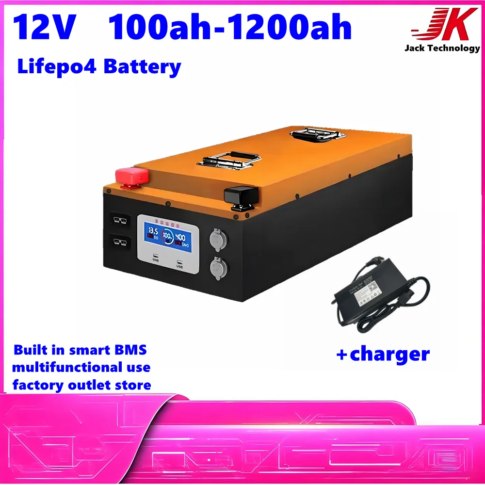

12 В 12,8 В 100 Ач 200 Ач 300 Ач 400 Ач 500 Ач 600 Ач 800 Ач 1000 Ач литиевый солнечный инвертор lifepo4 уличный аккумулятор для кемпинга с зарядным устройством