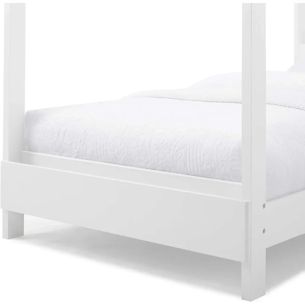 Children Poppy House Wood Twin Bed, Platform Bed - No Box Spring Needed, Bianca White