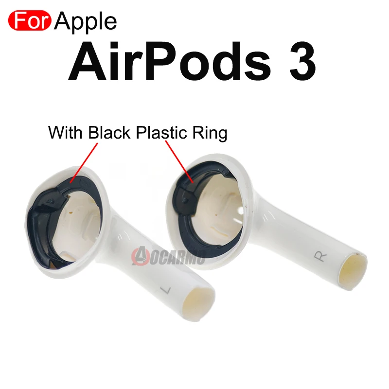 Aocarmo For Apple AirPods 3 Earphone Bottom Shell Case Housing With Top Mesh Net Black Plastic Ring Repair Replacement Part