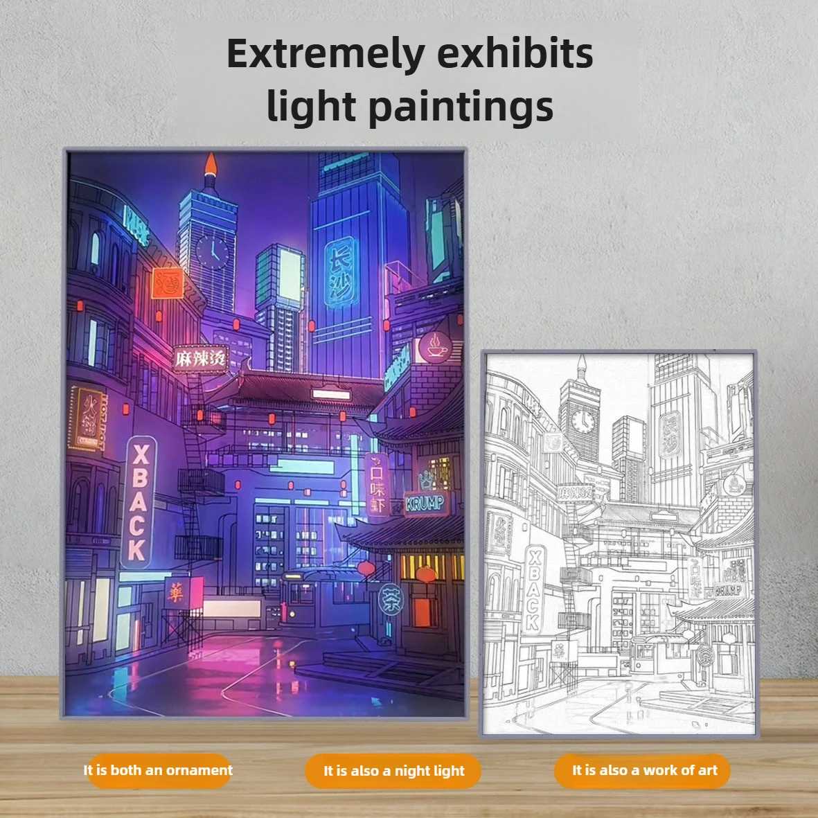 

USB-разъем с затемнением, романтический дом, аниме, светодиодный, красивый город, ночной вид, световая картина, HD-картина, узкая рамка, украшения для дома, лампа