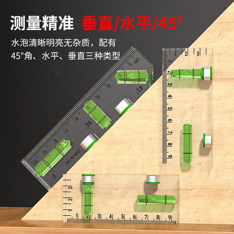 Magnetic Mini Bubble Level Acrylic High Precision Small Spirit Level Portable Household Measuring Tool