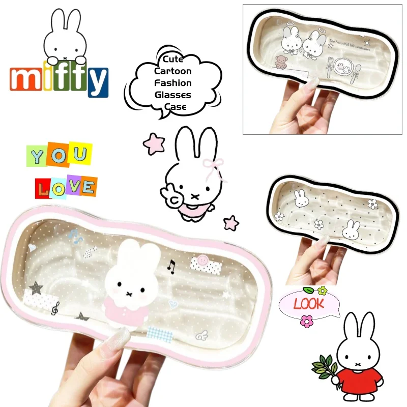 Kawaii Miffy Glasses Case High‑Aesthetic Premium Transparent Magnetic Sunglasses Storage Box Portable Eyeglass Holder Ideal Gift