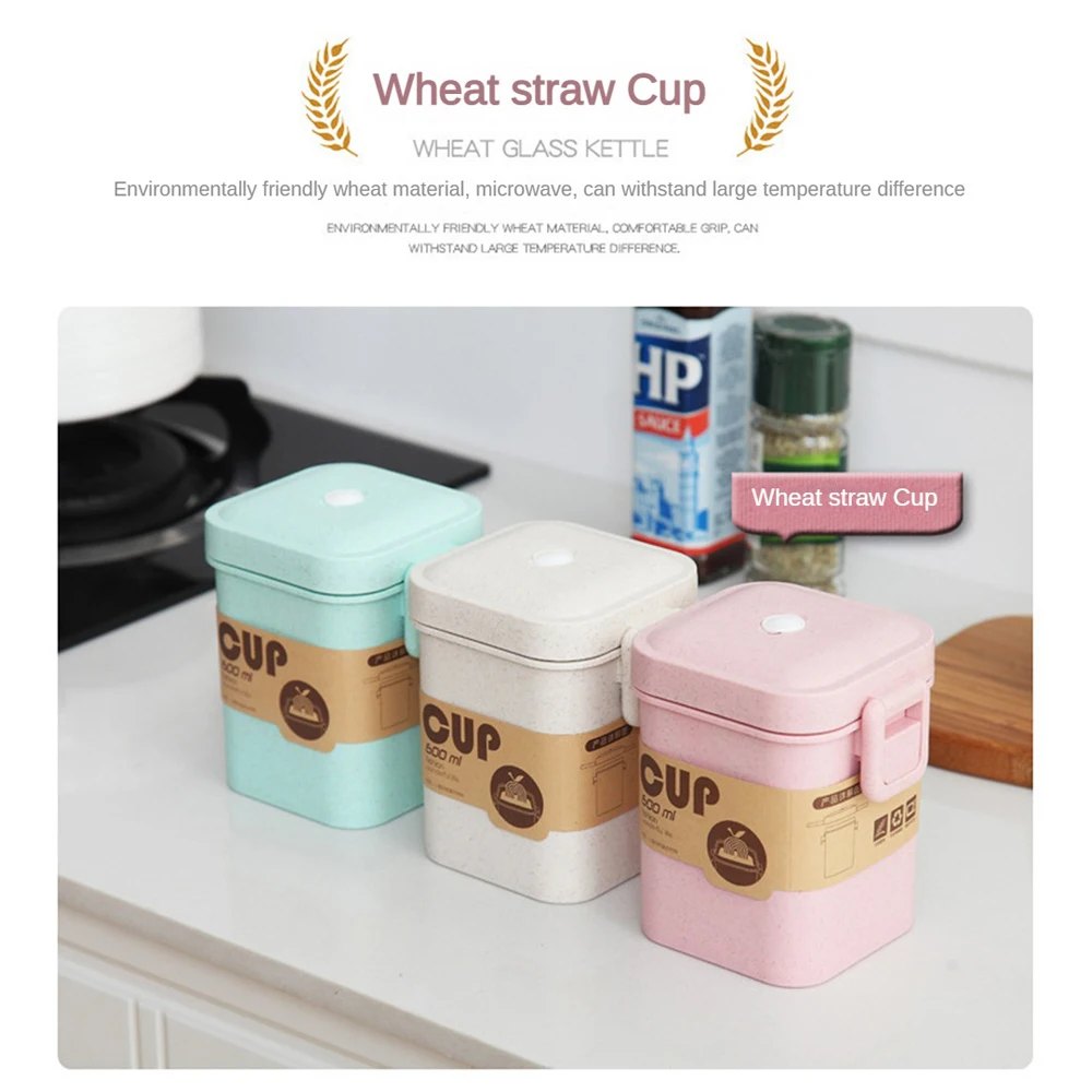 Leak-proof Soup Cans Durable Insect-proof 600ml Essential Wheat Straw Hot Sale 600 Ml Microwave Cup Kitchen Bar Supplies Oat Cup