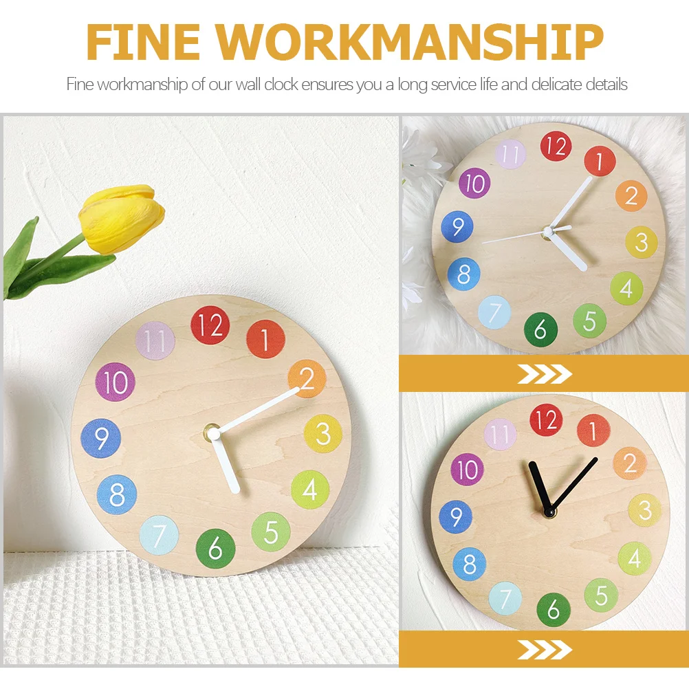 

Wood Wall Clock Multicolor Rainbow Mute Hanging Decorative Art for Home Living Room Wall Decor Home Clock Decor