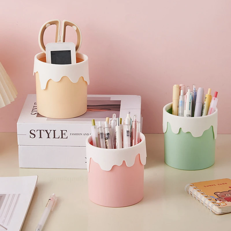 

kawaii Ice Cream Pen Holder Cosmetic Brush Storage Holder Desk Stationary Organization Storage Box Office School Supplies