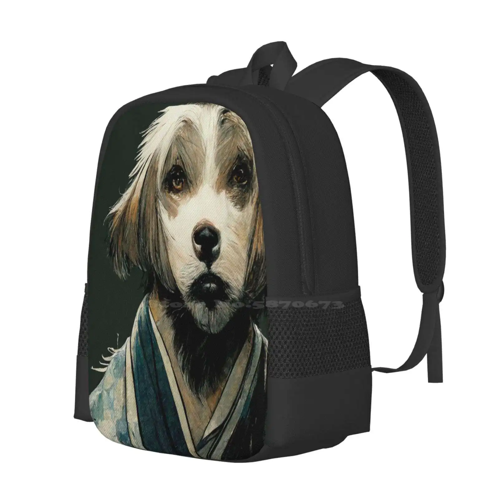 Samurai Hund Rucksack für Schüler Schule Laptop Reisetasche Samurai Hund japanischer Hund Hund Kimono stilvollen Hund menschlichen Hund