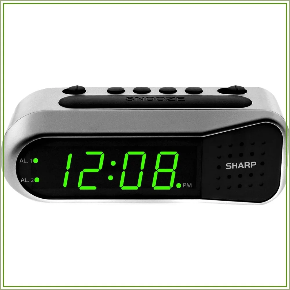 Gentle Wake-Up Digital Alarm Clock with Ascending Volume, Dual Alarm & Battery Backup - Brushed Silver