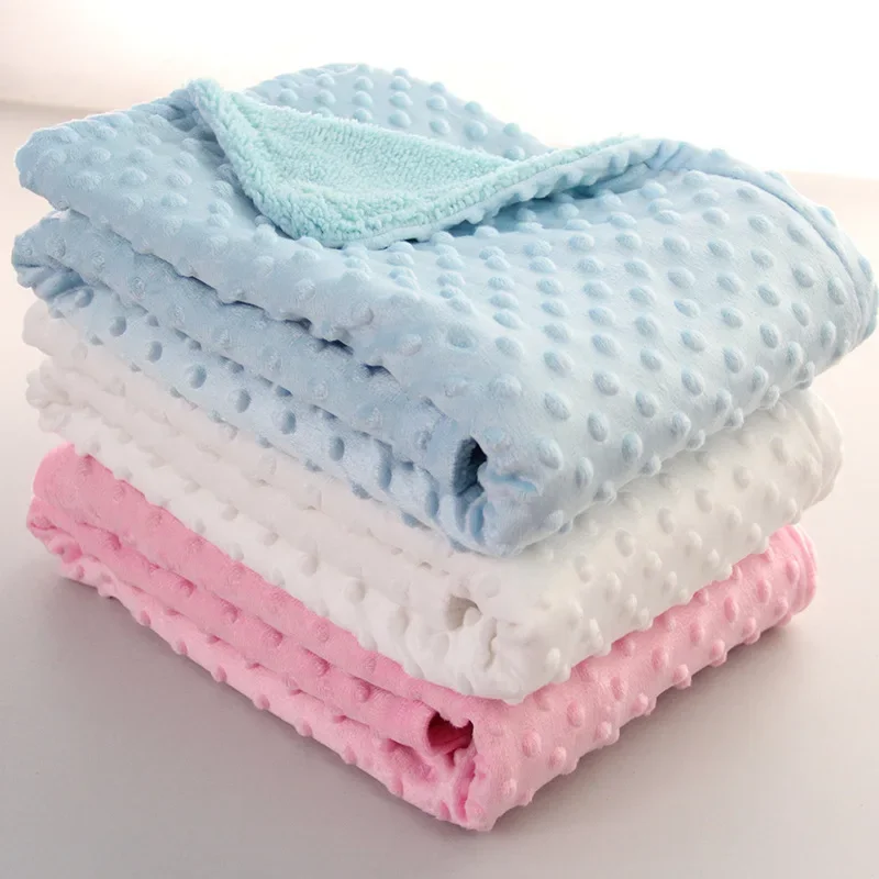 

Baby Blanket Infant Bedding Swaddle Wrap Swaddling Newborn Thermal Soft Fleece Blanket Winter Solid Bedding Set Cotton Quilt