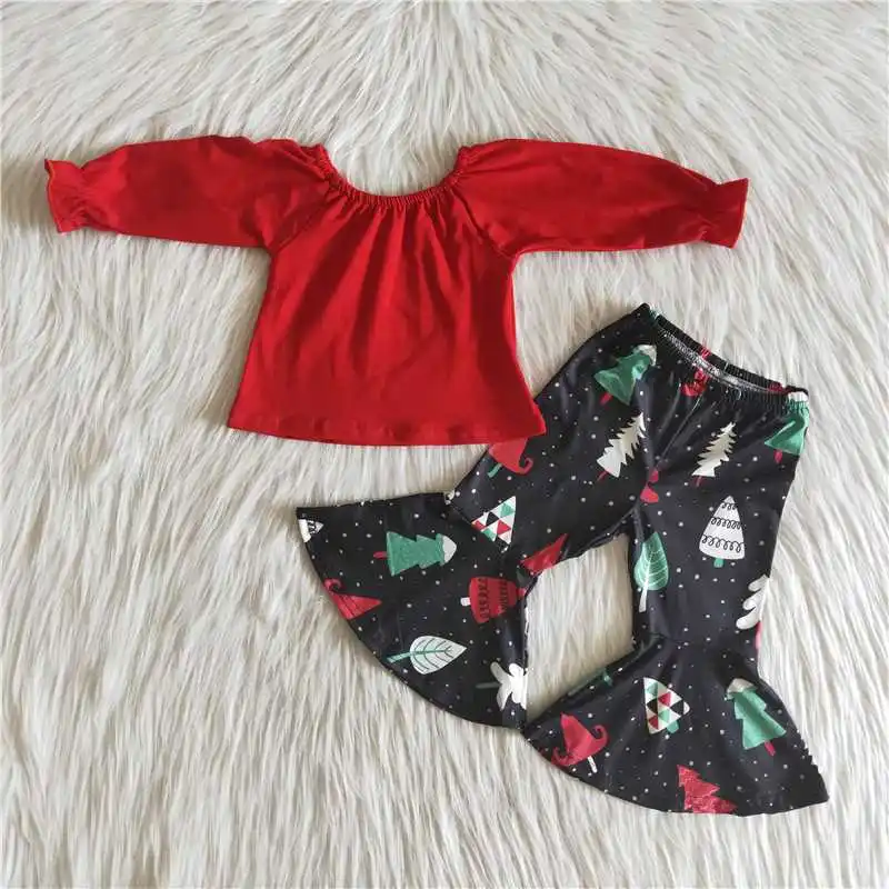 Promotion Items Kids Boutique Clothes Long Sleeve Top With Pants 2 Pieces Set Children Outfits