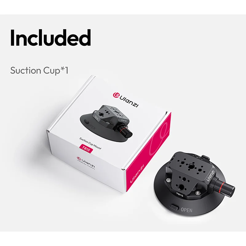 Ulanzi TB15 Camera Zuignap Autohouder Mount voor Gopro Insta 360 DJI Actie Camera Telefoon DSLR met 1/4 "3/8" 360 °   Verstelbaar
