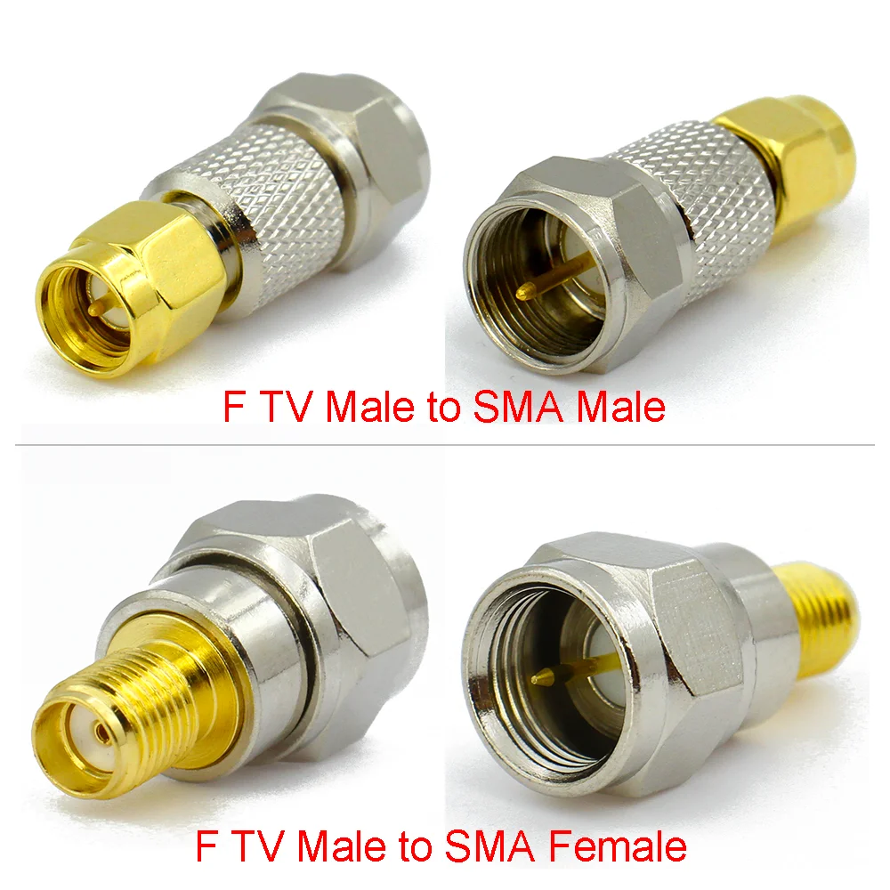 [MY] F TV to SMA Female Male Straight Connector RPSMA To F Quick Plug RF Adapter Coax Connector Brass Gold Plated High Quality