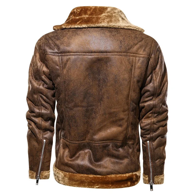 Winter Men's Lamb Fleece Leather Jacket Imitation Suede Air Force Locomotive Fleece Jacket Fur Integration