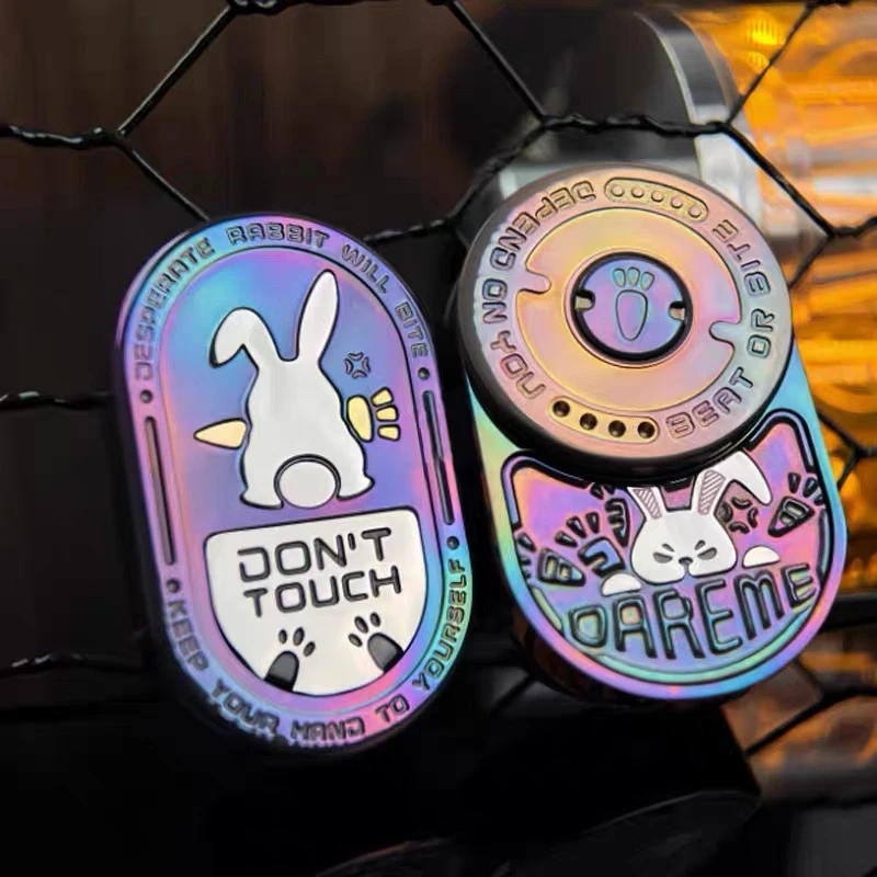 MOT aleación de circonio colorido conejo gruñón juguetes agitar deslizador Metal EDC Fidget Slider Anti estrés sensorial Spinner juguetes