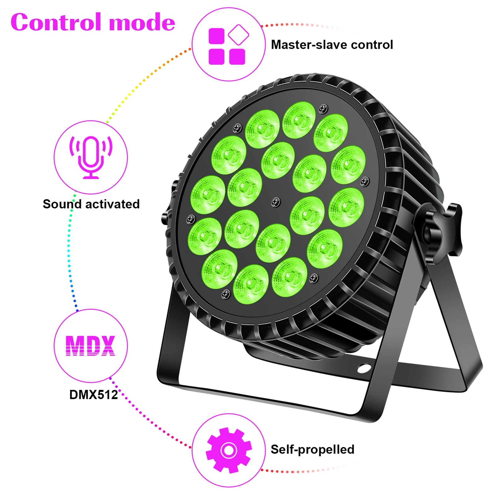 150W 4 Pcs RGB Par Light Stage Effect Light 18 LEDs Mixing Color Beam Light Par Light Strobe Uplight for DJ Wedding Celebration