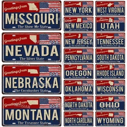 Artisian Greeting from USA Landmark License Plate City State Metal Tin Plaque Car Metal Sign Wall Decor Garage Bar Pub Club