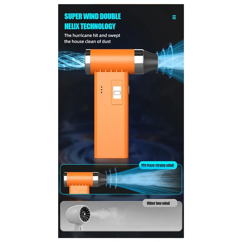 

Портативный ручной турбовентилятор, жестокий бесщеточный вентилятор для выдувания пыли на открытом воздухе/надувания и чистки автомобиля