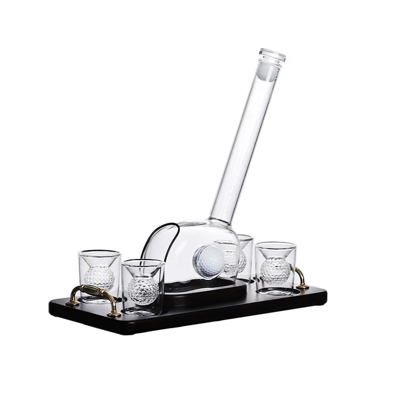 Golf Decanter Whiskey Decanter Set with 4 Golf Ball Shot Glasses  for Men 750ML Golf Themed Liquor  for Alcohol