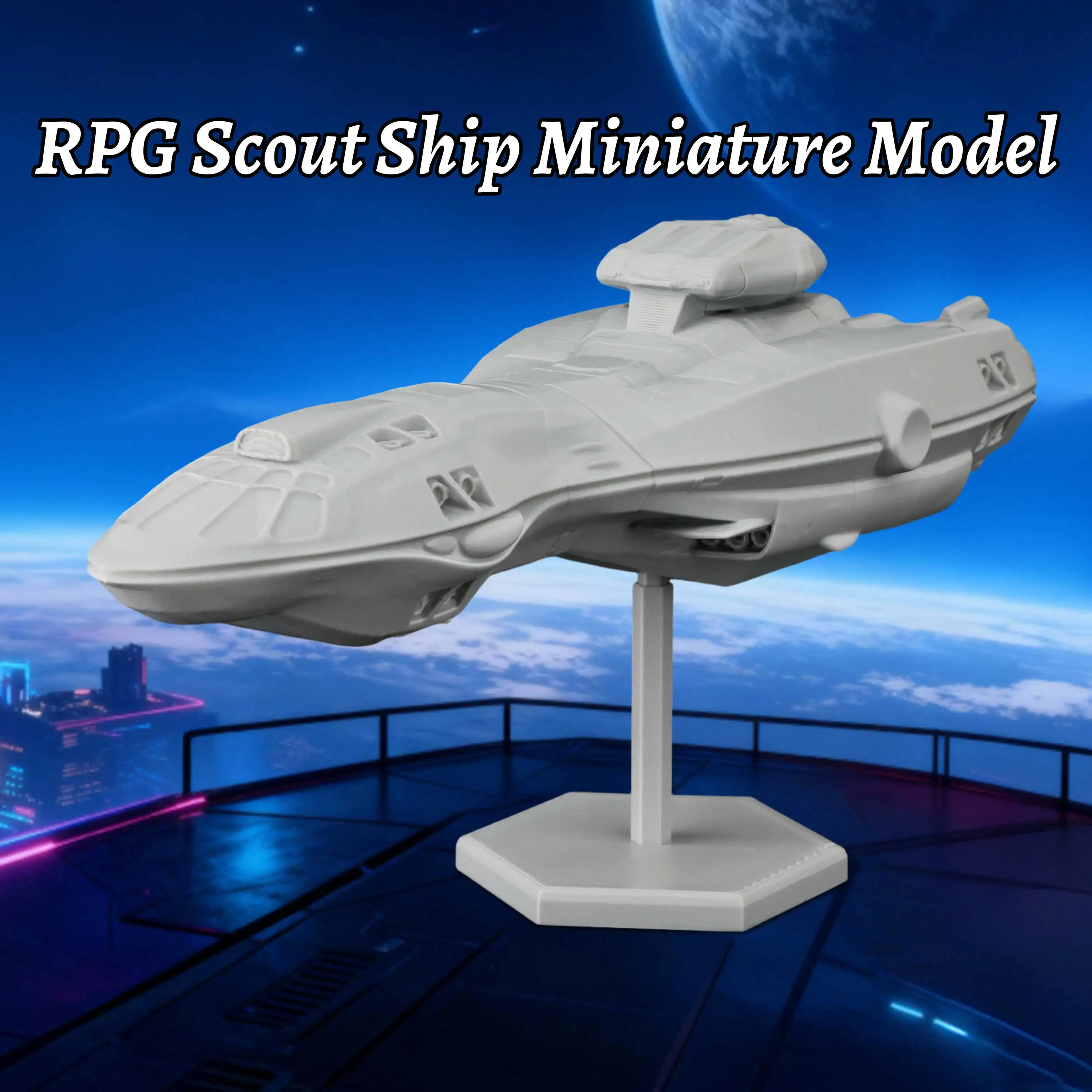 Sci-Fi Spaceship Miniature – RPG Terrain Accessory for Space Voyage Exploration, Tabletop Display Model Gift for Sci-Fi Fans