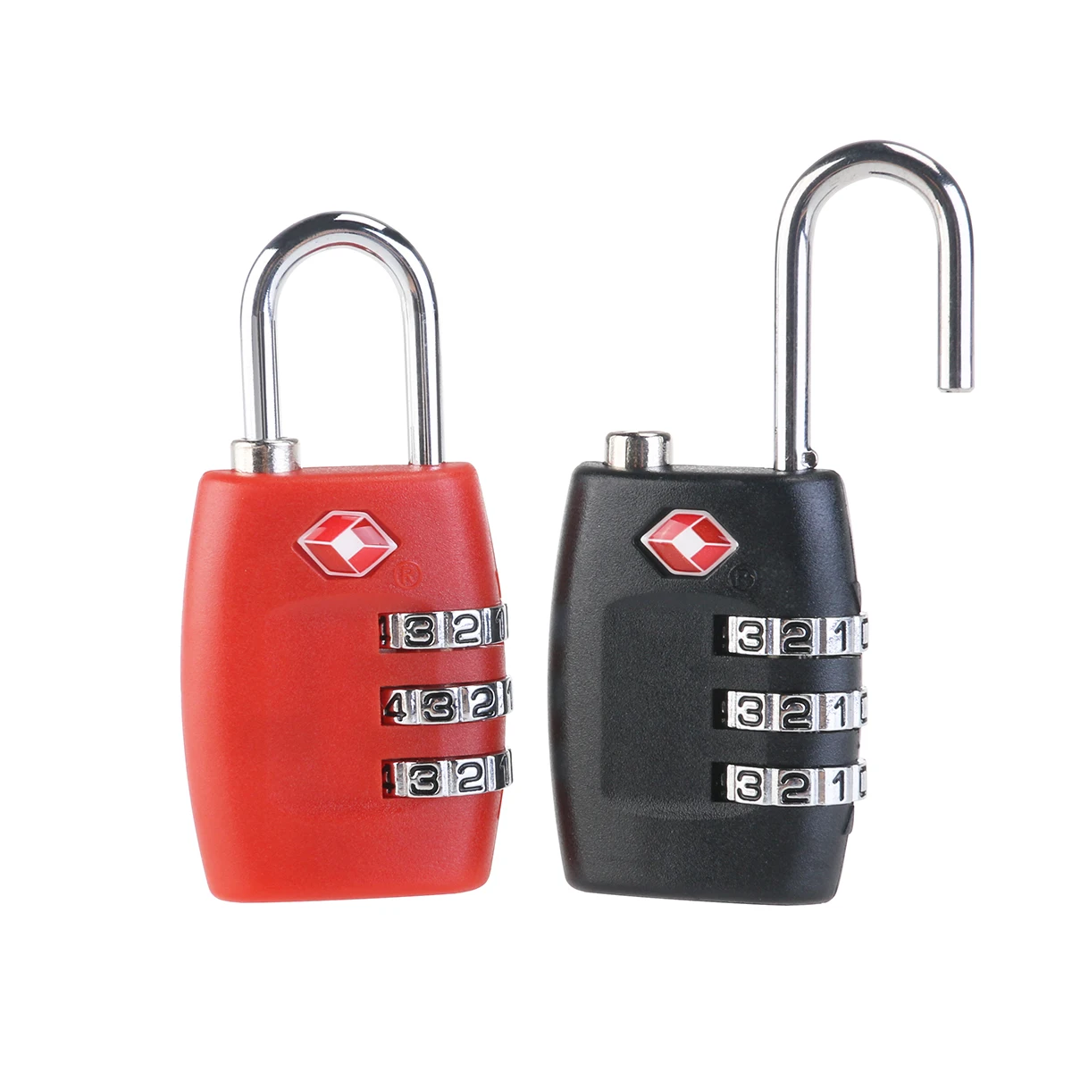 

2 Pcs TSA Approved 3 Combination Padlock Password for Luggage Toolbox Backpack Red Black Zinc Alloy for Luggage