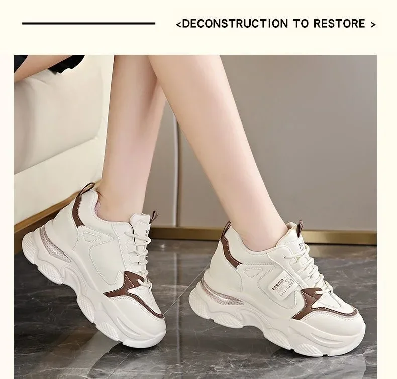 Damen-Sneaker mit Dicker Sohle, Ultraleicht, Neue Frühjahr-Herbst-Kollektion, Weiße Sportschuhe, Bequeme Atmungsaktive Laufschuhe für Frauen – Detail 3