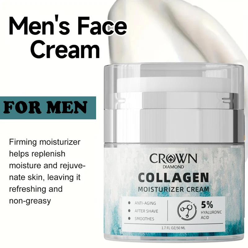 Men's 5% Hyaluronic Acid Cream Collagen with Retinol and Vitamin Refreshing and Hydrating Anti-Wrinkle Moisturizing Cream 50ml