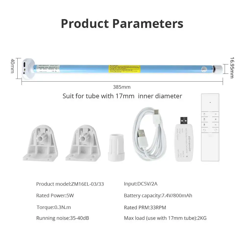 블라인드 스마트 투야 와이파이 전기 롤러 쉐이드 모터, 17mm 25mm 28mm 튜브용, 내장 배터리, 알렉사 구글 홈 앨리스 음성 제어