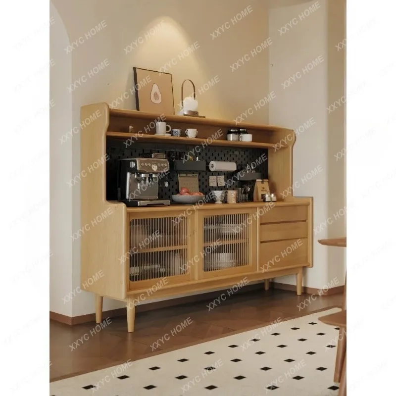 XXhot  Solid wood dining edge integrated wall locker simple modern hole board living room wine cabinet
