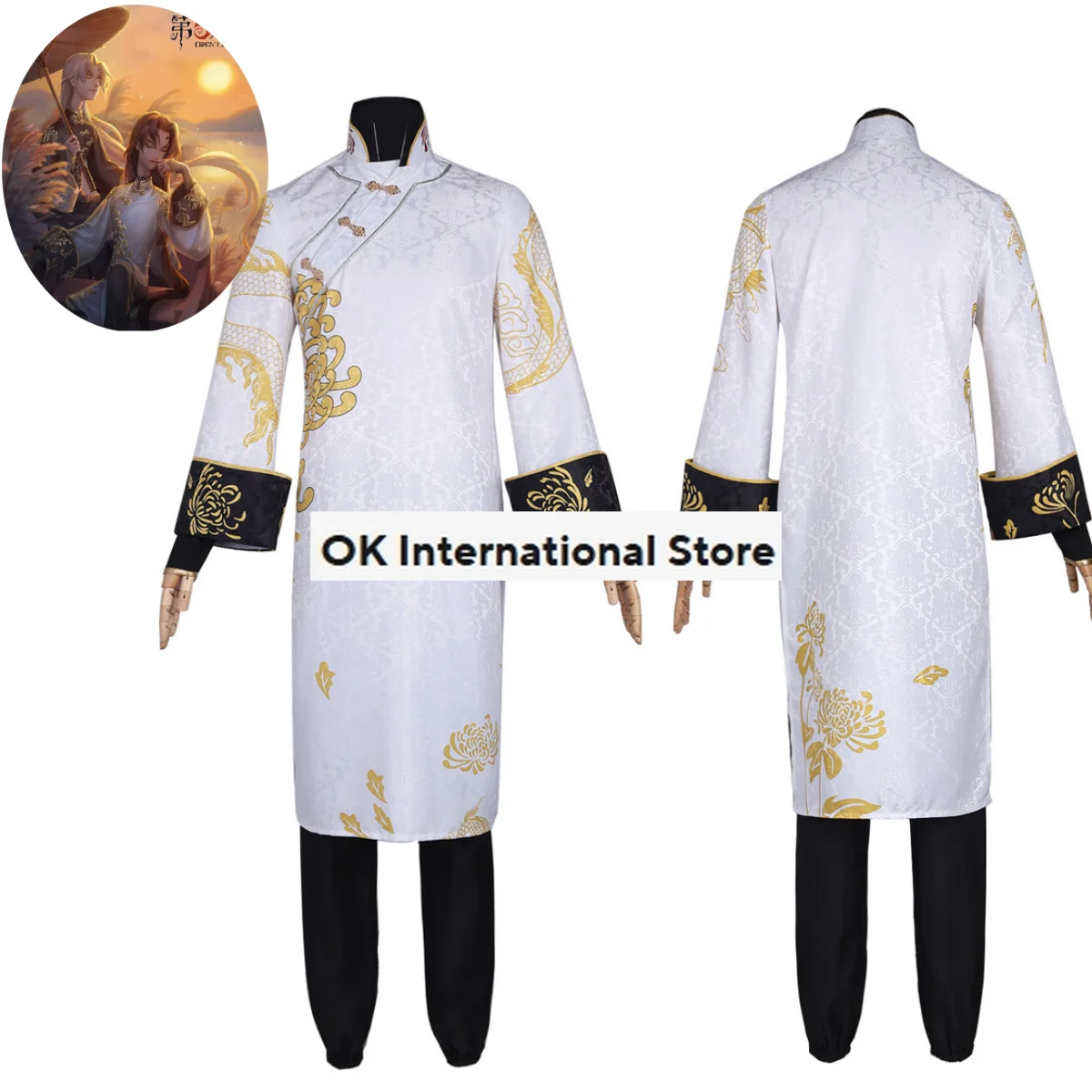 Game Identity Ⅴ White Guard & Black Guard Government Officer Cosplay Costume Wu Chang Chinese Cheongsam Wig Shoes Man Party Suit