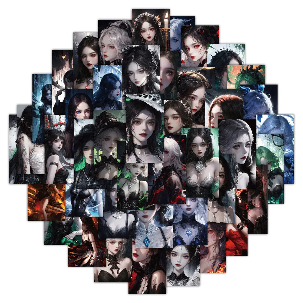 63pcs Gothic Dark Horror Two-Dimensional Beauty Decorative Stickers