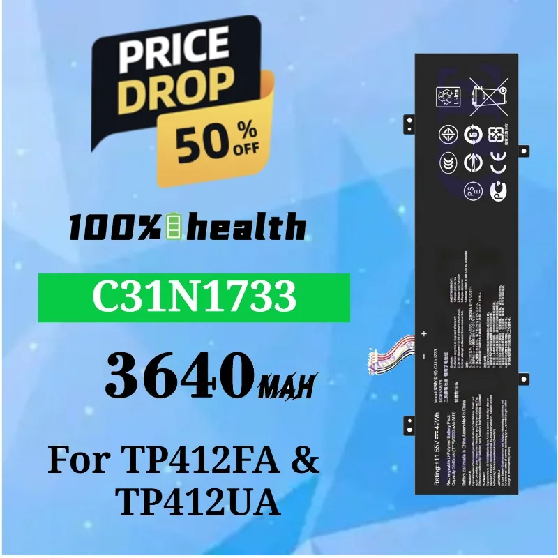 

C31N1733 3640mAh Laptop Battery for ASUS TP412FA/TP412UA Lithium Rechargeable Battery